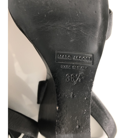 Marc Jacobs Black Leather Stud-Embellished Wedges - Picture 3 of 8